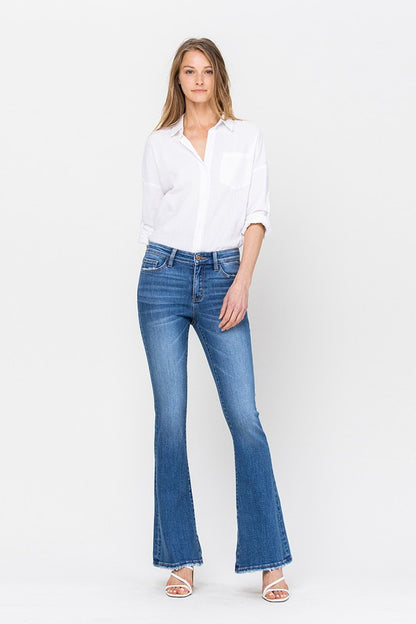 TIMELESS EMBODY MID RISE FLARE JEANS