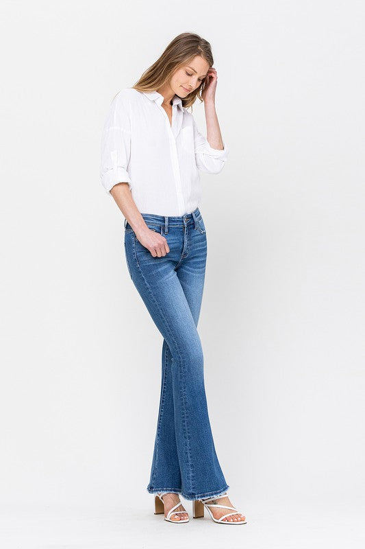 TIMELESS EMBODY MID RISE FLARE JEANS