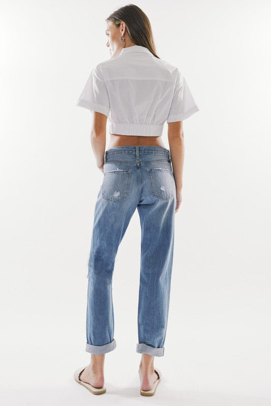 EMBODY MID RISE CLASSIC BOYFRIEND JEANS