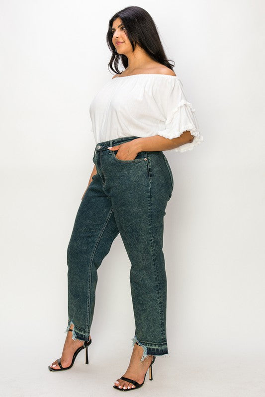 PLUS SIZE - HIGH RISE STRETCH EMBODY DISTRESSED JEANS